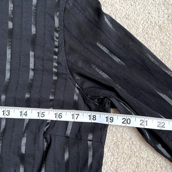 Zara Basic long sleeve blouse in black with satin- look stripes. Size USL - Picture 4 of 9
